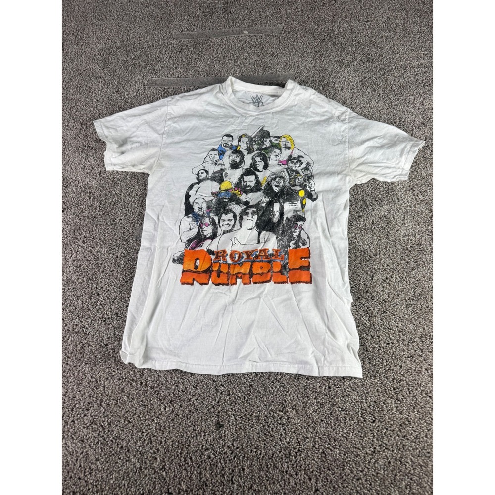 WWE Royal Rumble Graphic T-Shirt Mens Medium White Wrestling Legend Short Sleeve